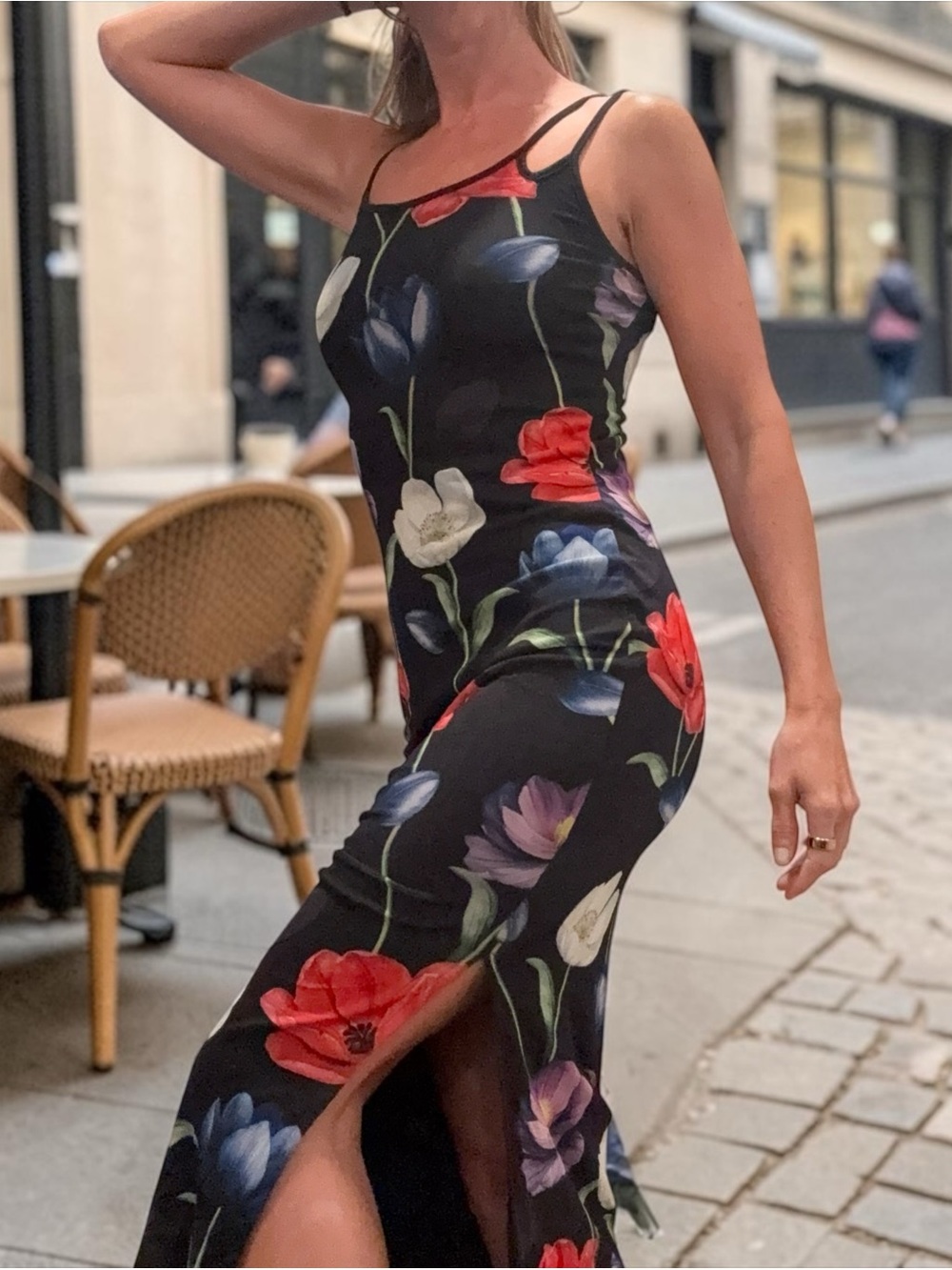 Floral stretchy slip dress